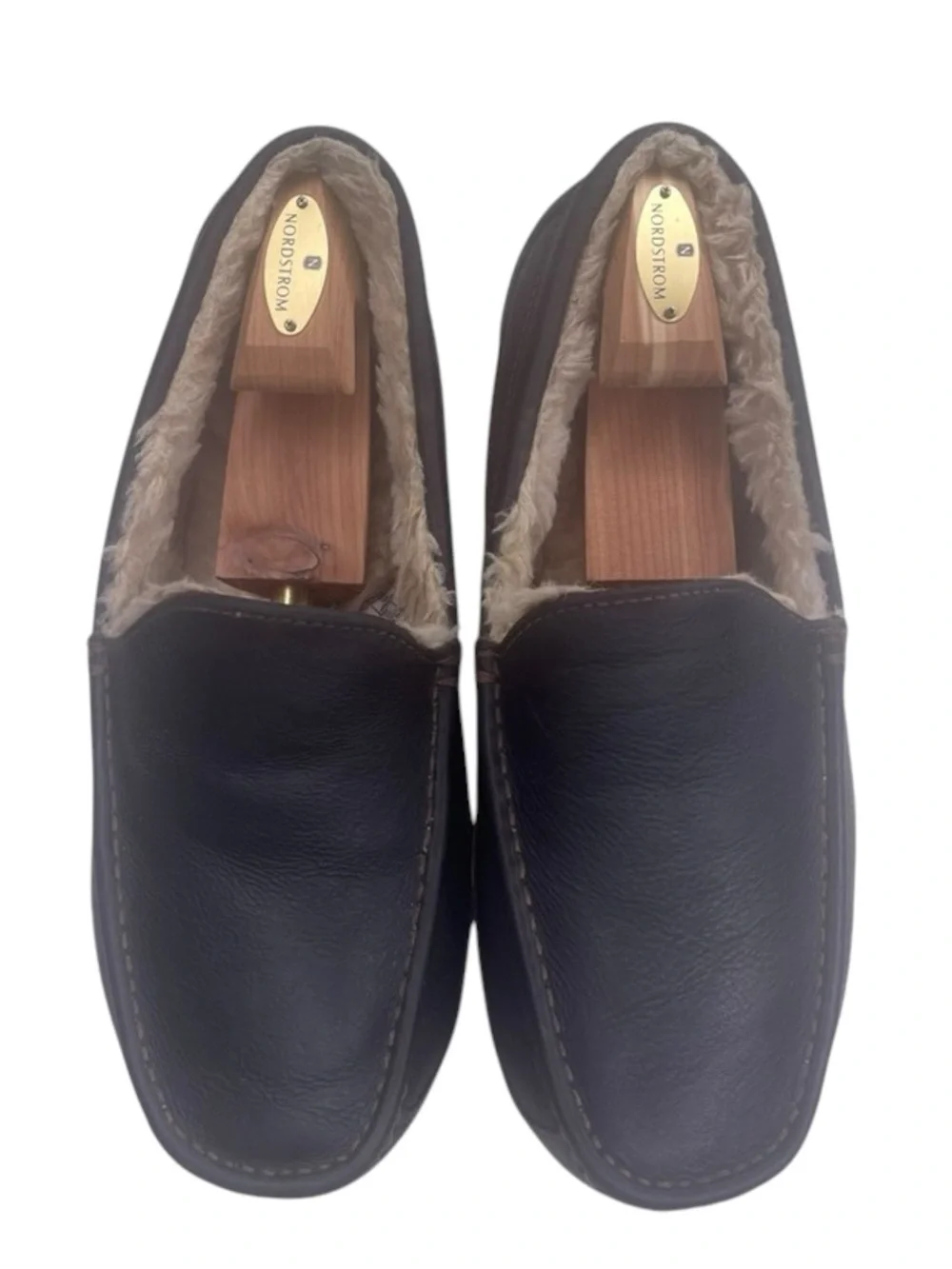 UGG 𖤐 Ascot Fur Lined Leather Moc Slipper Loafer 𖤐 Black Brown 𖤐 12 45 𖤐 Men’s